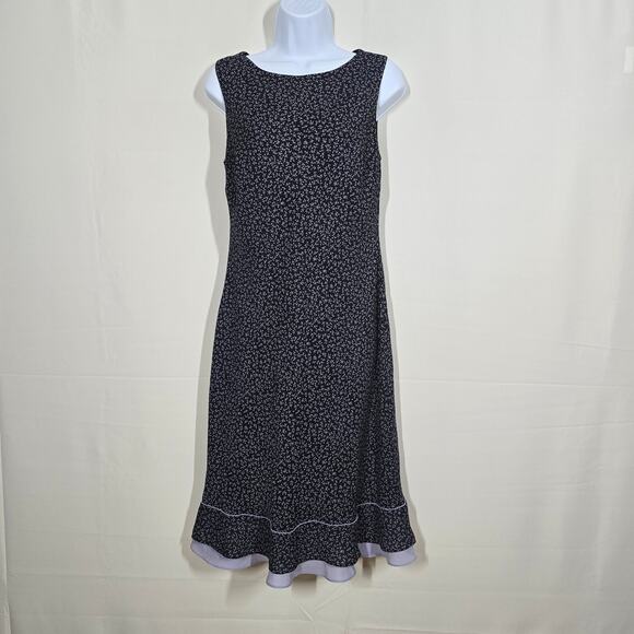 Ann Taylor LOFT Blue with Lavender Floral Print Sleeveless Midi Dress Size 6 - Picture 1 of 5